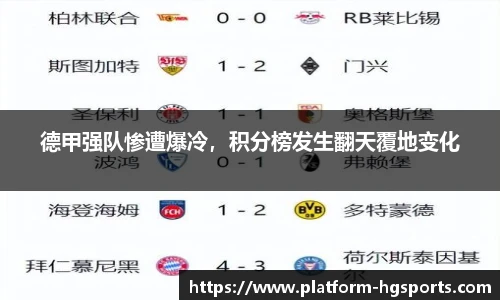 德甲强队惨遭爆冷，积分榜发生翻天覆地变化